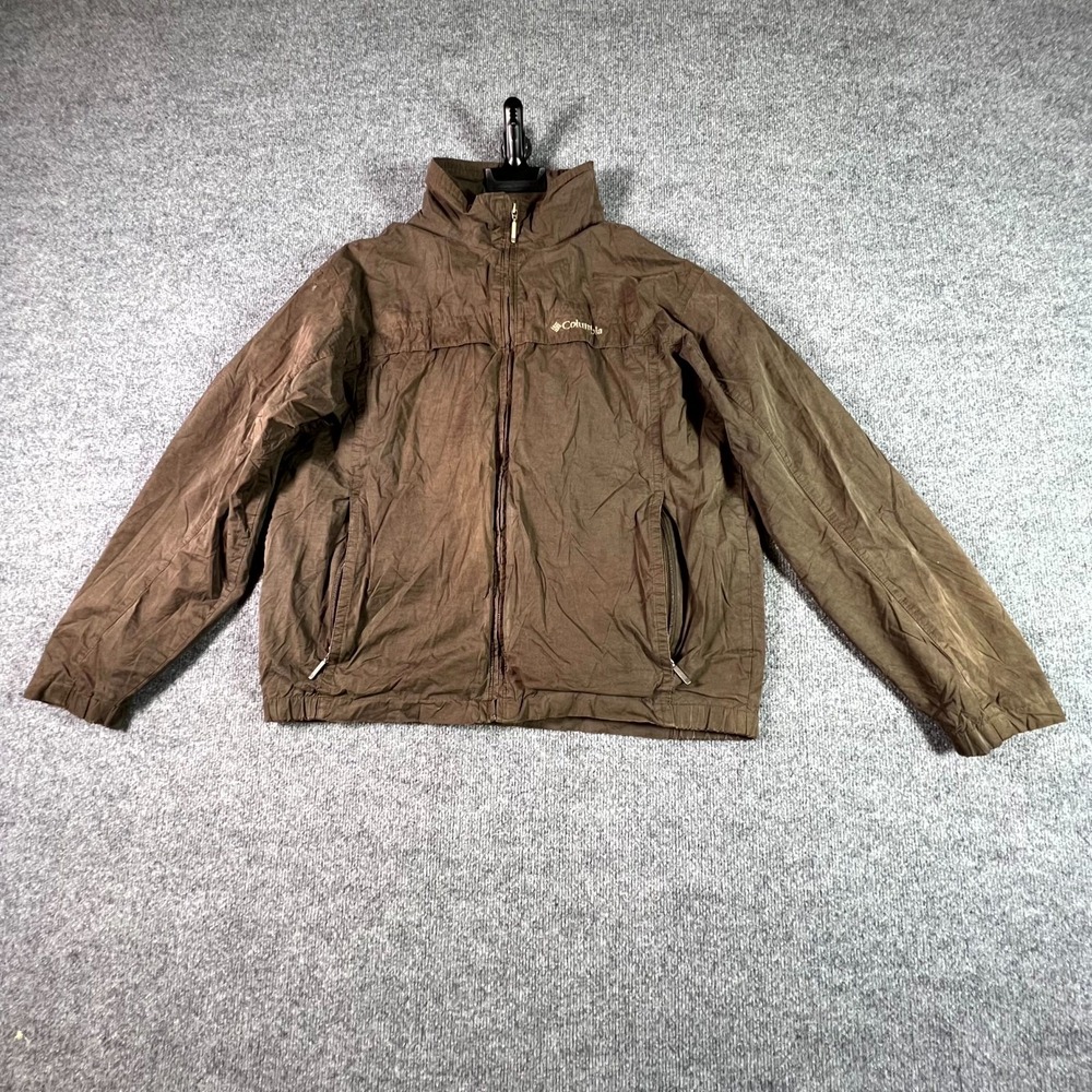 Columbia Windbreaker Jacket Mens Large Brown Mesh Lined Full Zip WM3142